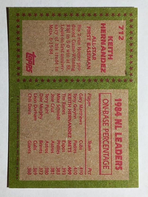 1985 Topps #712 Keith Hernandez AS