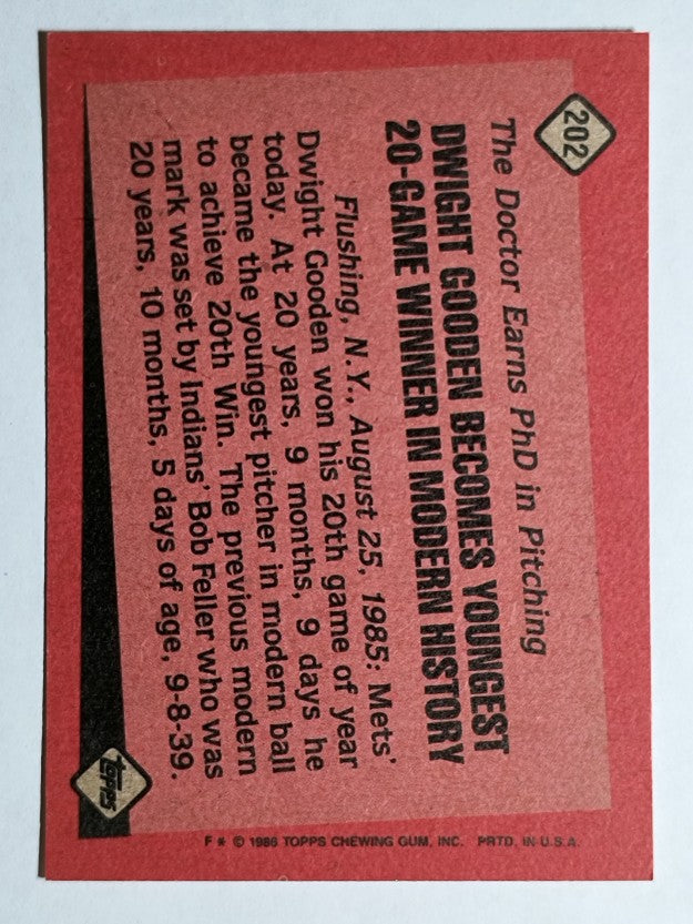 1986 Topps #202 Dwight Gooden RB