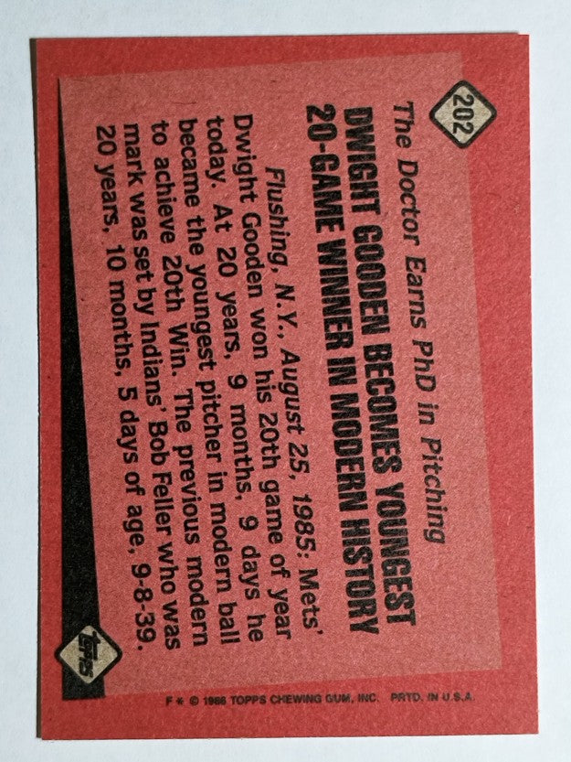 1986 Topps #202 Dwight Gooden RB