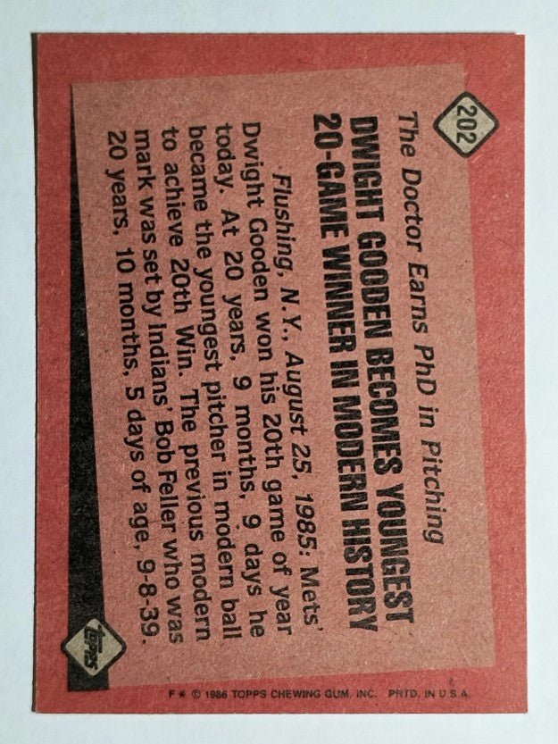 1986 Topps #202 Dwight Gooden RB