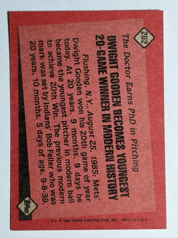 1986 Topps #202 Dwight Gooden RB