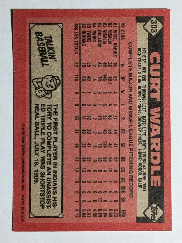 1986 Topps #303 Curt Wardle