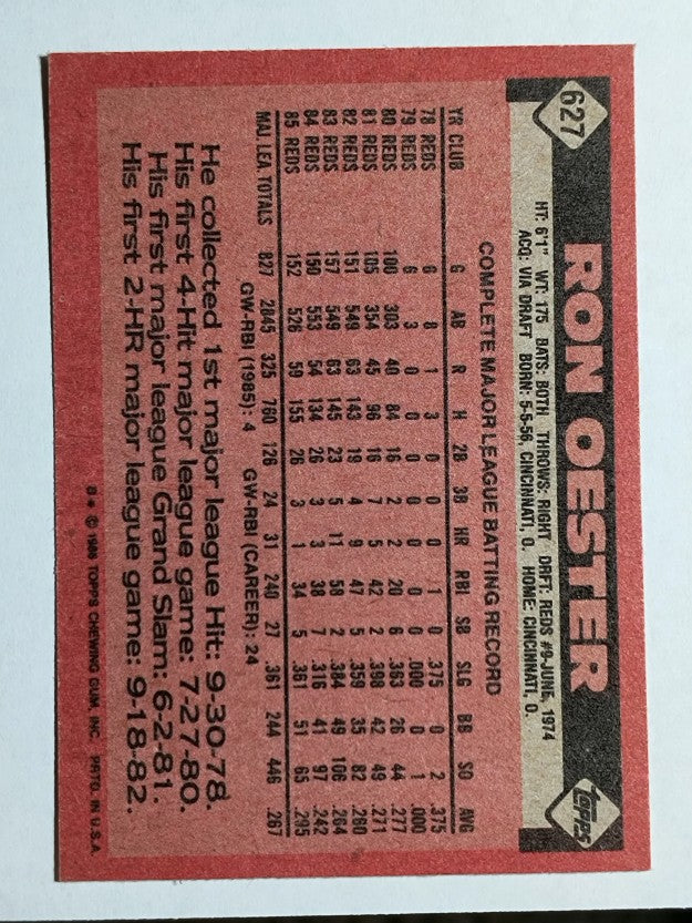 1986 Topps #627 Ron Oester