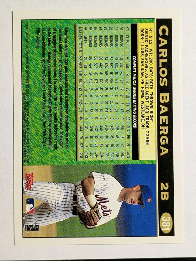 1997 Topps #381 Carlos Baerga