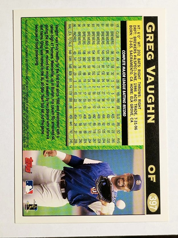 1997 Topps #397 Greg Vaughn
