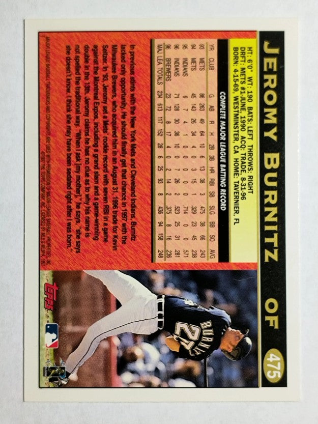1997 Topps #475 Jeromy Burnitz