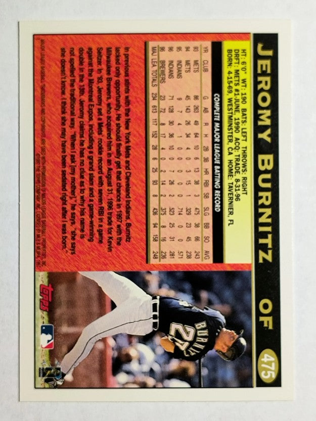 1997 Topps #475 Jeromy Burnitz