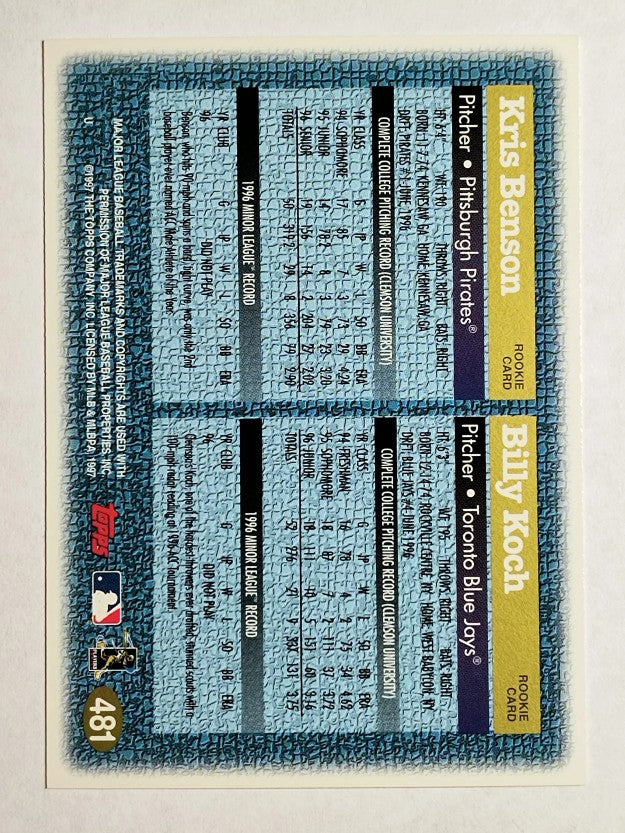 1997 Topps #481 Kris Benson/Billy Koch RC