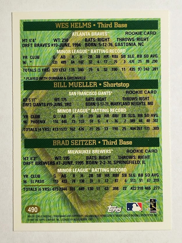 1997 Topps #490 Bill Mueller RC