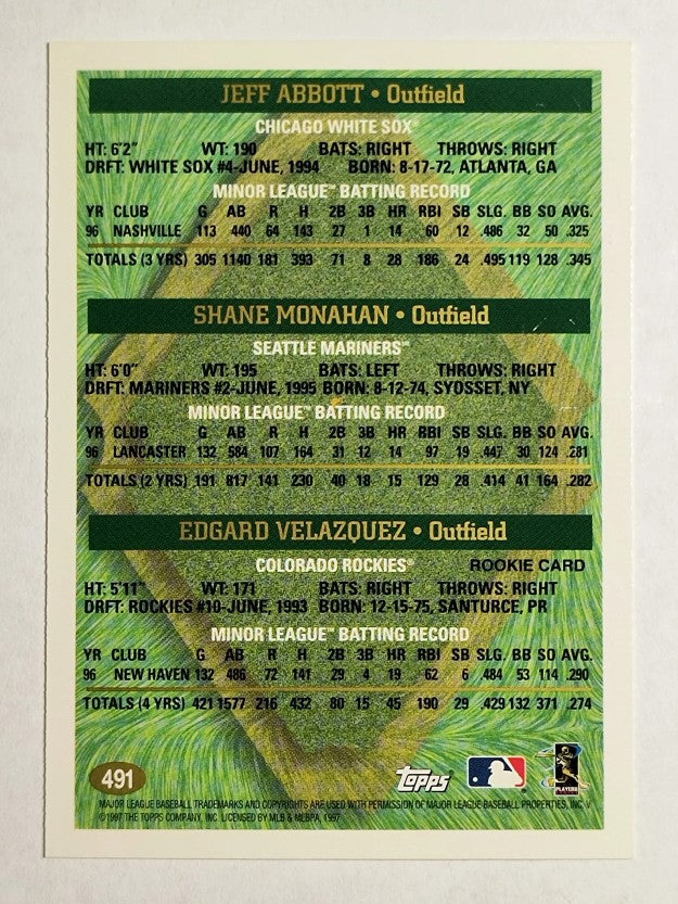 1997 Topps #491 Jeff Abbott/Shane Monahan/Edgard Velazquez