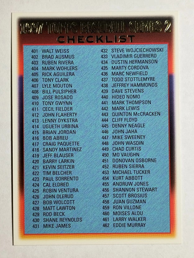 1997 Topps #496 Checklist 401-496