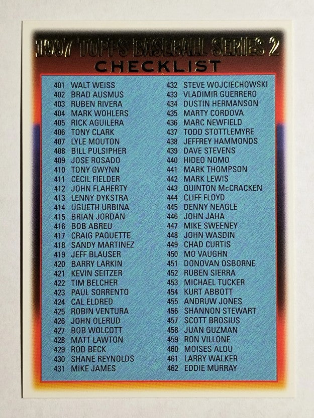 1997 Topps #496 Checklist 401-496
