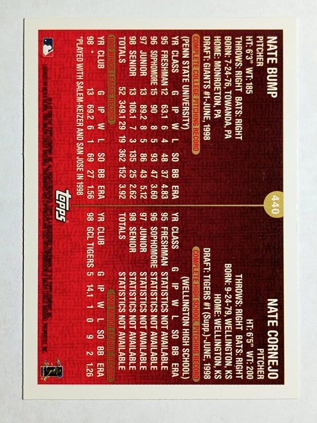 1999 Topps #440 Nate Cornejo/Nate Bump RC