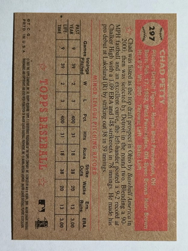 2001 Topps Heritage #297 Chad Petty RC
