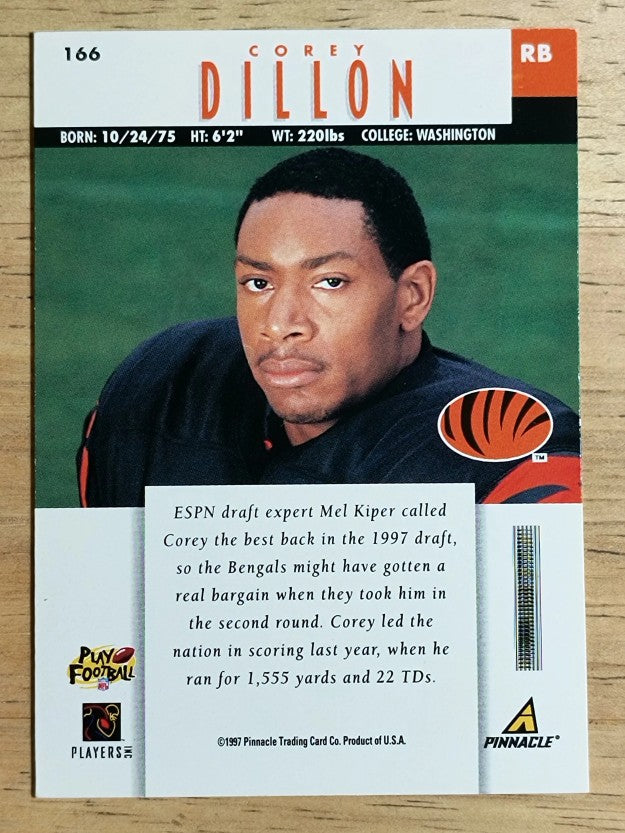1997 Pinnacle #166 Corey Dillon RC