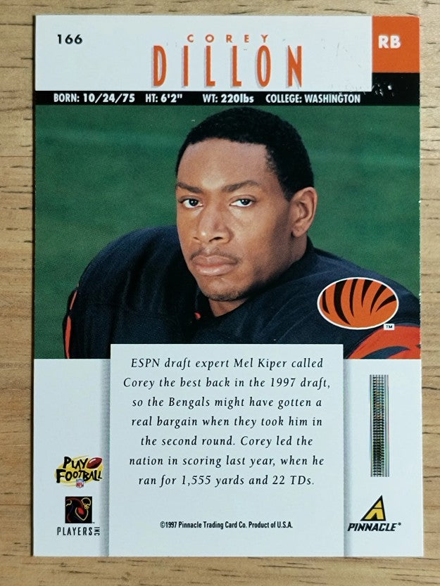 1997 Pinnacle #166 Corey Dillon RC