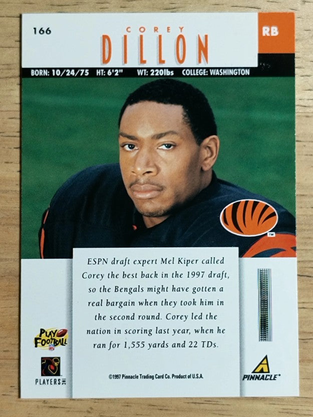 1997 Pinnacle #166 Corey Dillon RC
