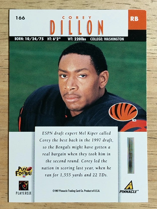 1997 Pinnacle #166 Corey Dillon RC