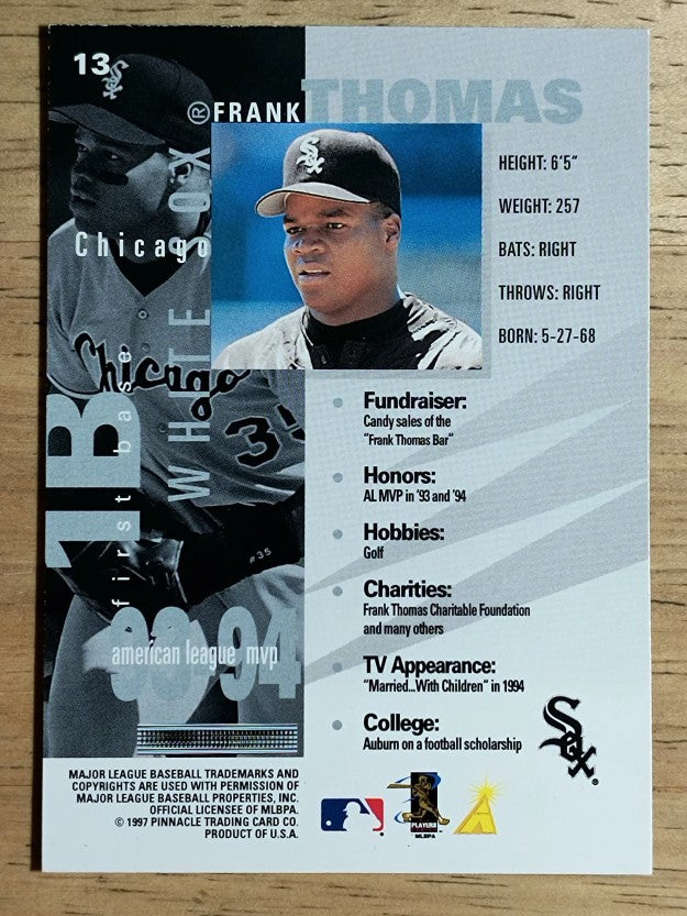 1997 Pinnacle Inside #13 Frank Thomas