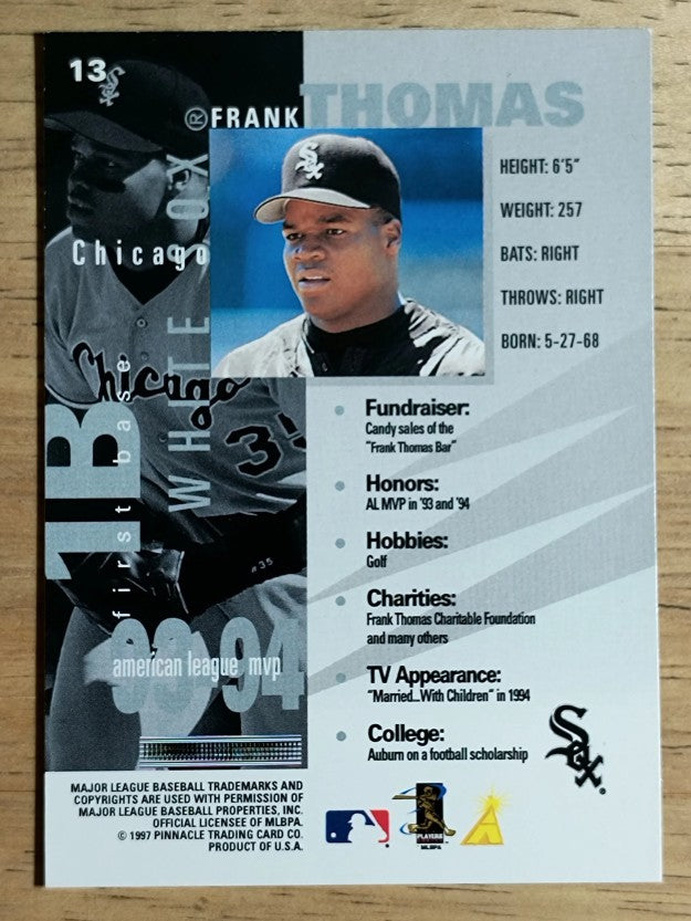1997 Pinnacle Inside #13 Frank Thomas