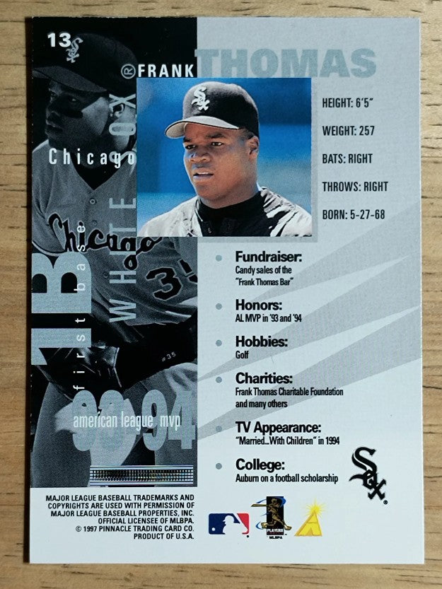 1997 Pinnacle Inside #13 Frank Thomas