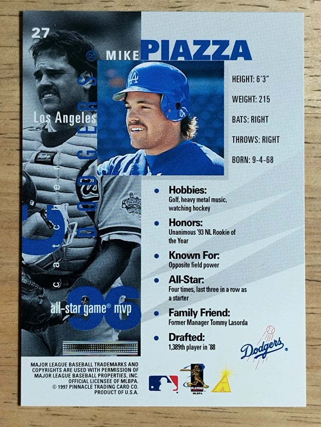 1997 Pinnacle Inside #27 Mike Piazza