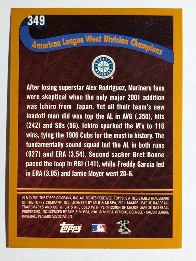 2002 Topps #349 Seattle Mariners PB