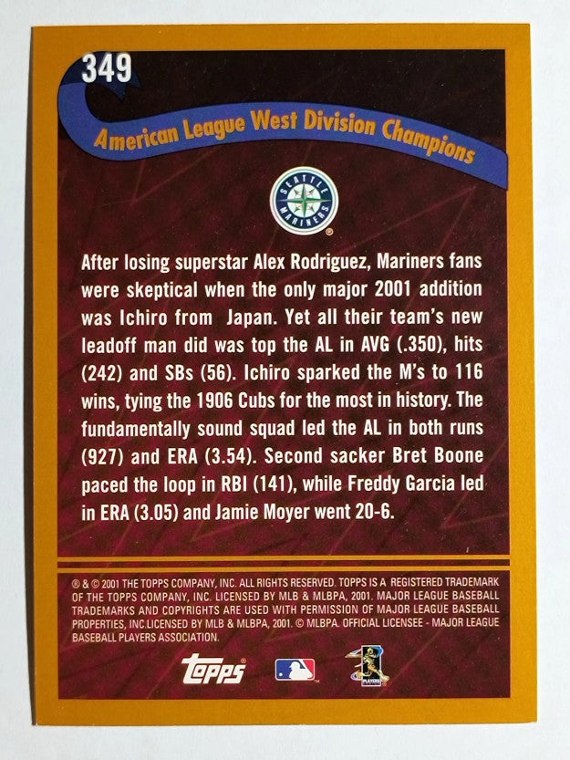 2002 Topps #349 Seattle Mariners PB