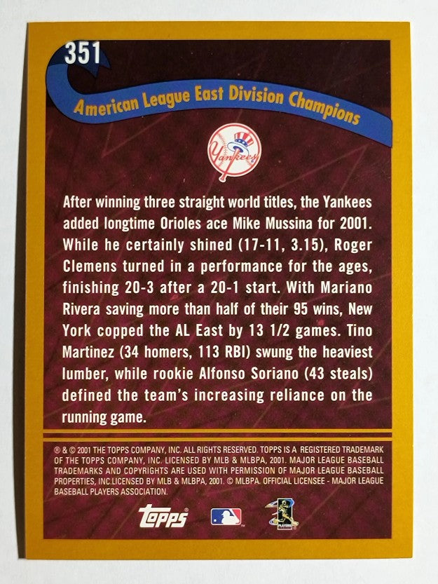 2002 Topps #351 New York Yankees PB