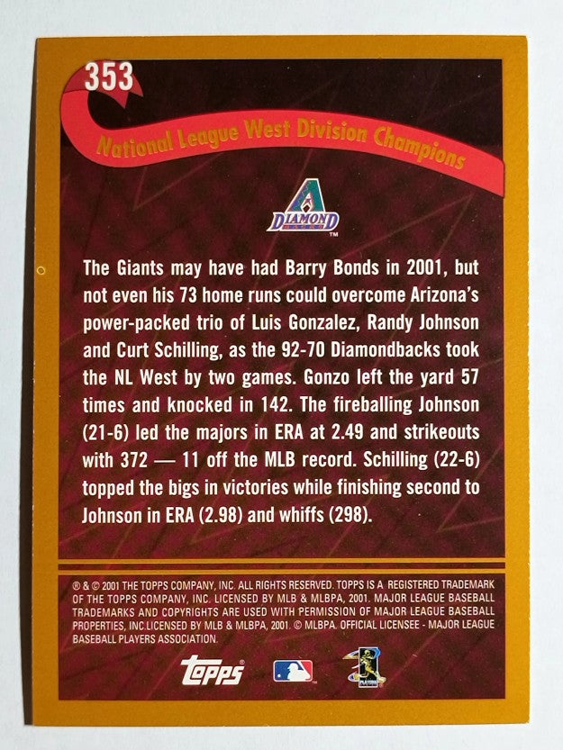 2002 Topps #353 Arizona Diamondbacks PB