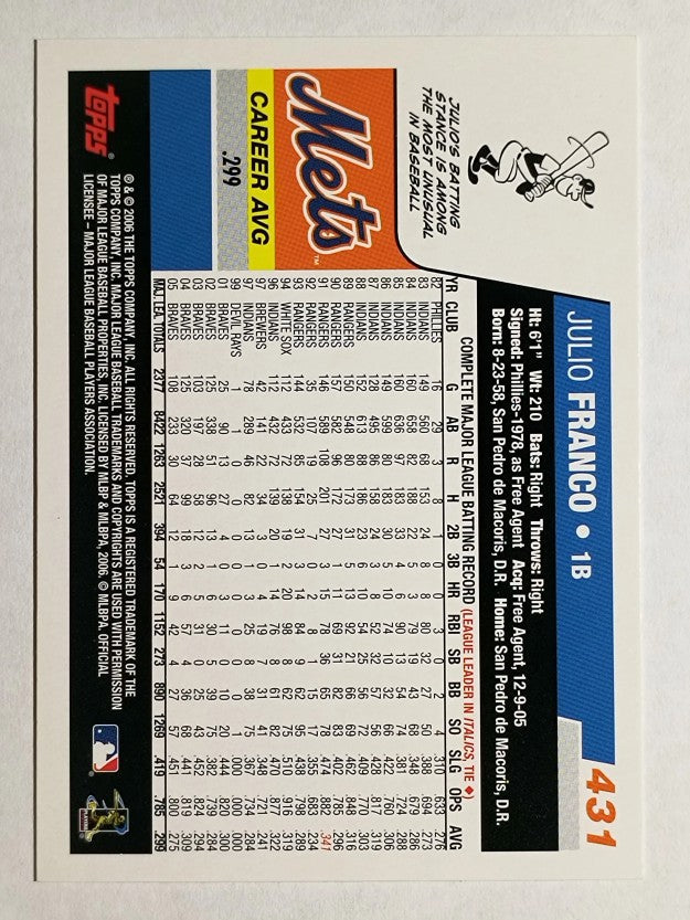 2006 Topps #431 Julio Franco