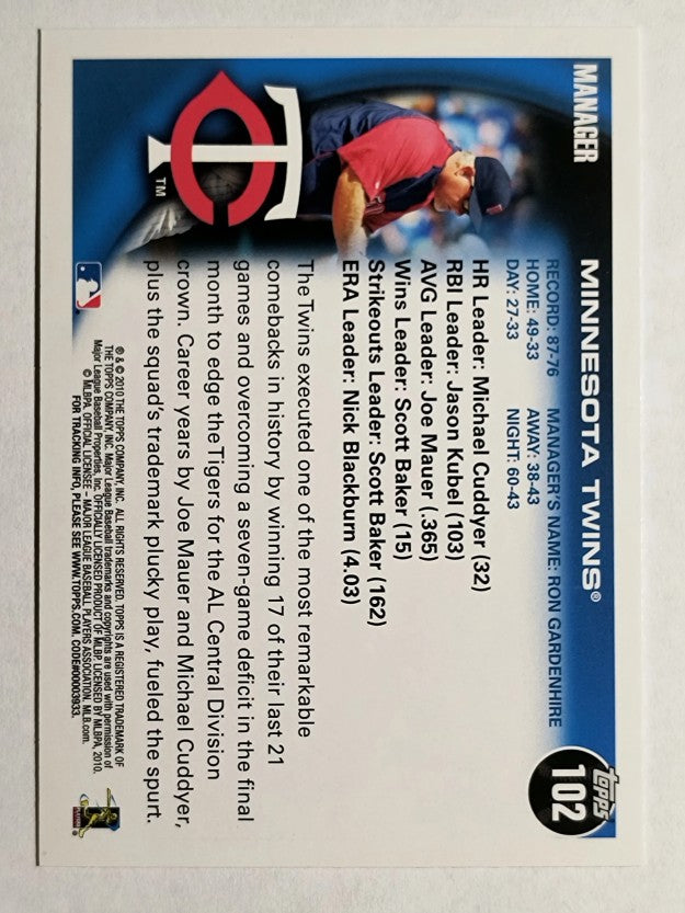 2010 Topps #102 Minnesota Twins