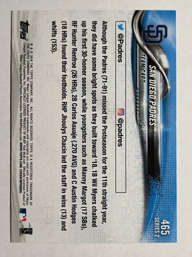 2018 Topps #465 San Diego Padres