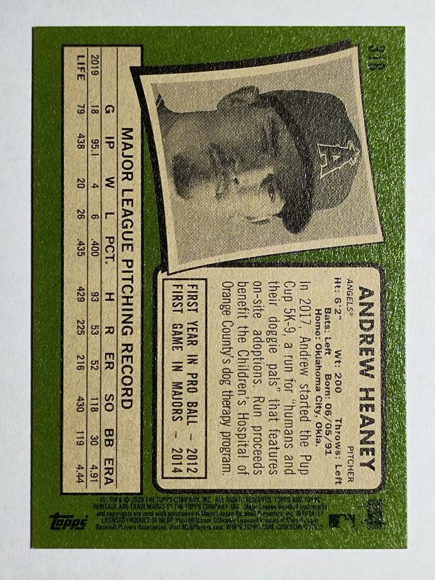 2020 Topps Heritage #318 Andrew Heaney