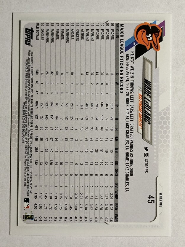 2021 Topps #45 Wade LeBlanc