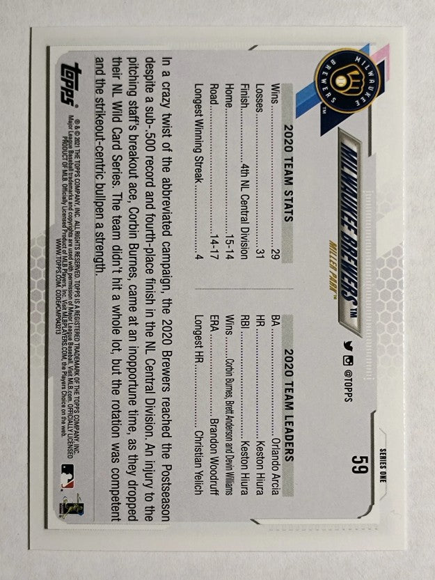 2021 Topps #59 Milwaukee Brewers TC