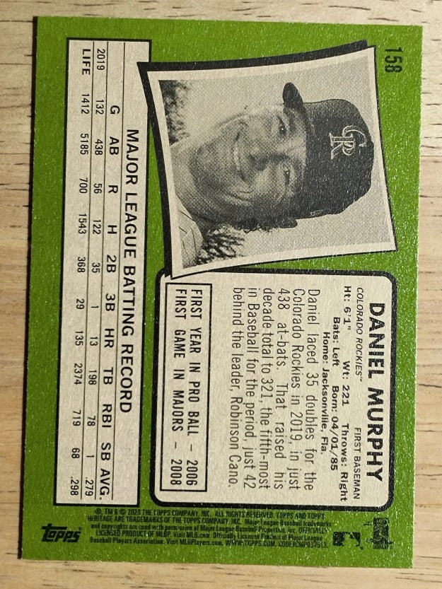 2020 Topps Heritage #158 Daniel Murphy