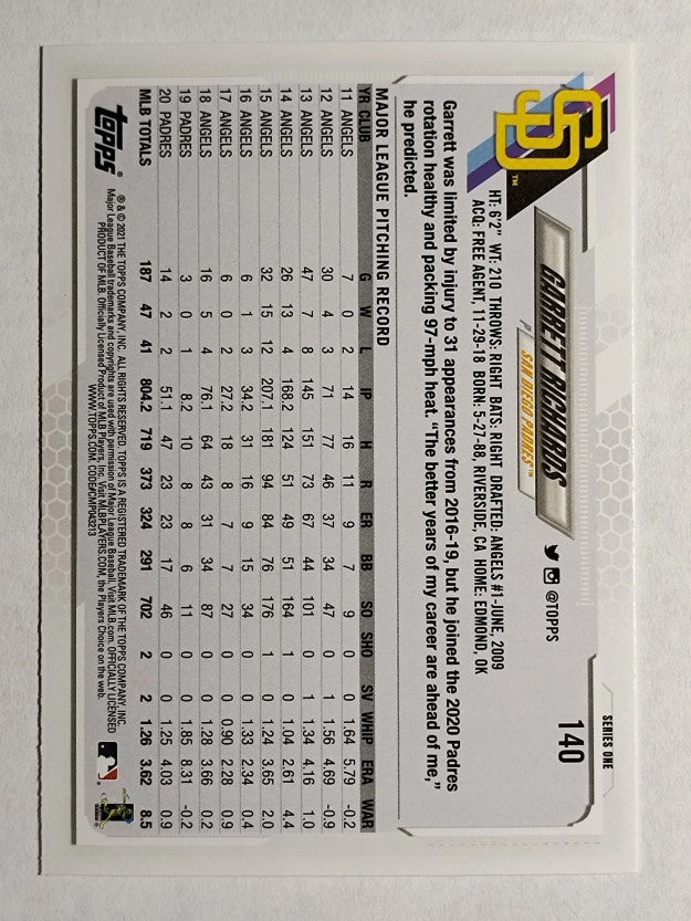 2021 Topps #140 Garrett Richards