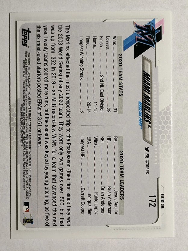 2021 Topps #172 Miami Marlins TC