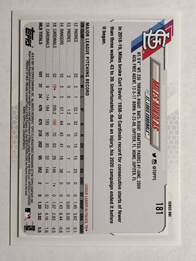 2021 Topps #181 Miles Mikolas