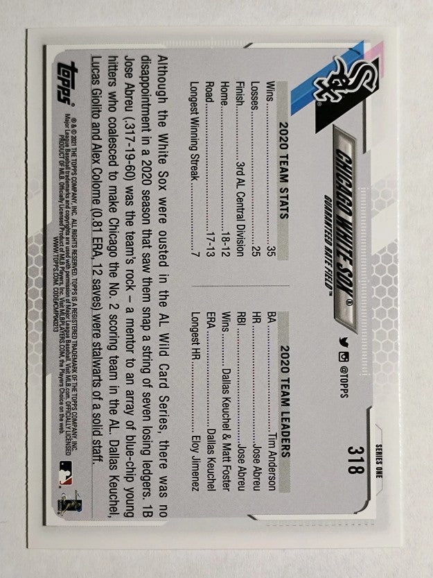 2021 Topps #318 Chicago White Sox TC