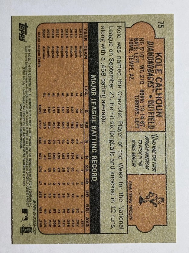 2021 Topps Heritage #75 Kole Calhoun