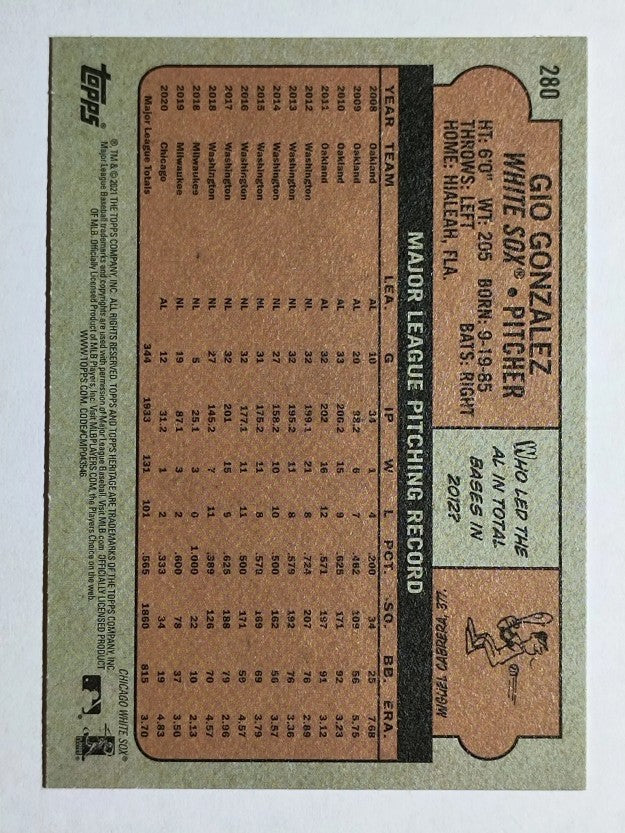 2021 Topps Heritage #280 Gio Gonzalez