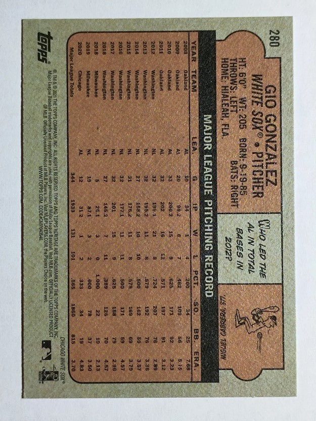 2021 Topps Heritage #280 Gio Gonzalez