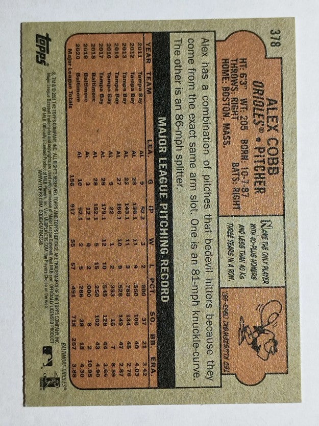 2021 Topps Heritage #378 Alex Cobb