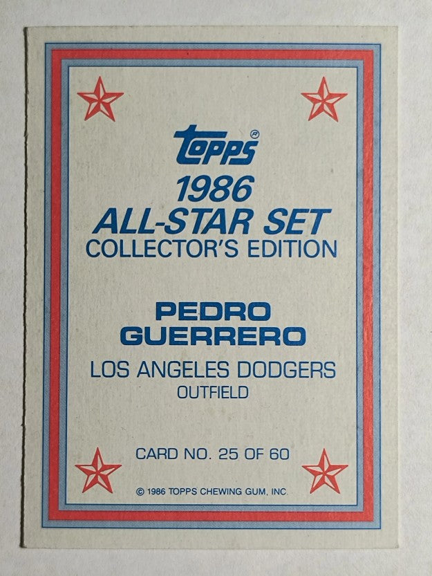 1986 Topps Glossy Send-Ins #25 Pedro Guerrero