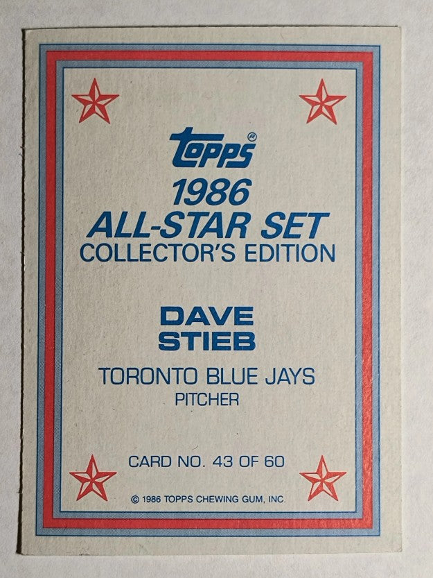 1986 Topps Glossy Send-Ins #43 Dave Stieb