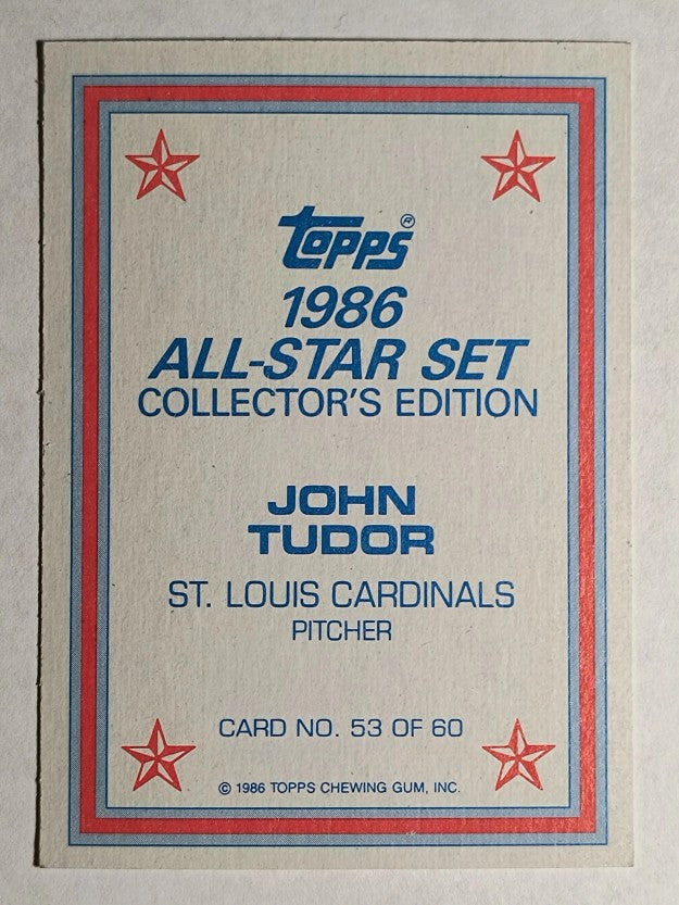 1986 Topps Glossy Send-Ins #53 John Tudor