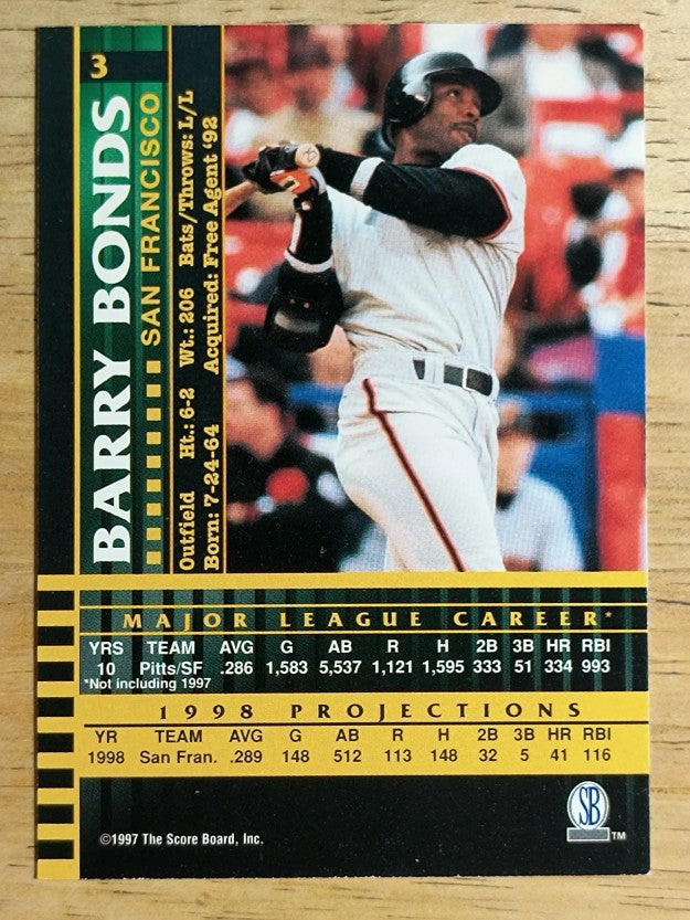 1997 Score Board Players Club #3 Barry Bonds