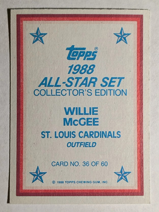 1988 Topps Glossy Send-Ins #36 Willie McGee